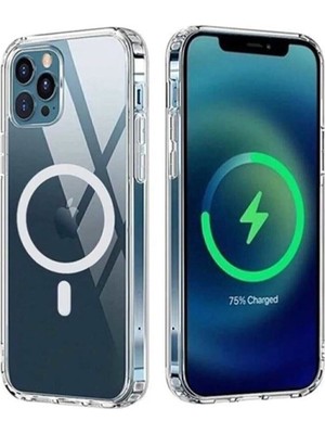 Pileli Store Iphone 13 Kılıf Kamera Lens Korumalı Magsafe Destekli Şeffaf Darbe Emici Sert Kapak