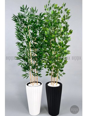 Biçiçek Yapay Bambu ve Benjamin 4 Dal Yoğun Yapraklı 180 cm
