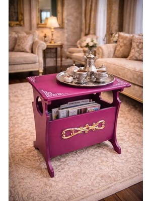 Aslı Sanat Flört Rengi Gazetelikli Sehpa