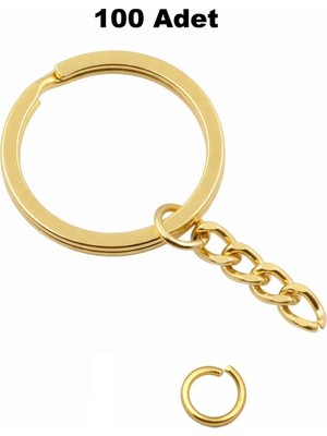 Orhan Çanta 100 Adet Gold Ezme Anahtarlık Halkası C Bağlantı Aparatlı - 2.5 cm Montaj Seti - Modern Makrome Aparatı