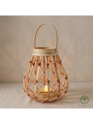 Renesse Home Lunsar El Yapımı Doğal Rattan Mumluk – Bohem Dekoratif Fener ve Mumluk