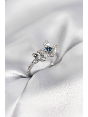 Pileli Store Pilelistore Gümüş Renk Çiçek Model Zirkon Taşlı Kadın Yüzük - TJ-BYK3984