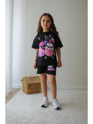 Cg Kids Kuromi Kız Çocuk Tshirt ve Şort Alt Üst Takım Süper Kalite