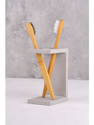 olailon 4 Hazneli Antrasit Gri Beton Diş Fırçalık – Modern ve Düzenli Banyo Çözümü