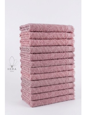 Hera Textile 12 Adet Gülkurusu 30X50 cm Pamuklu ve Saçaklı Mutfak Havlusu