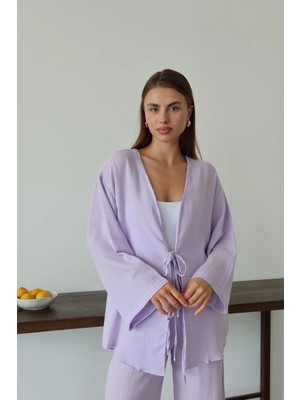 SHC4200 Müslin Kumaş Kimono Lila Pt