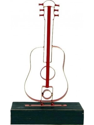 Pileli Store Pilelistore Obje Gitar Ahşap Standlı Biblo Dekoratif Ev Ofis Hediyelik