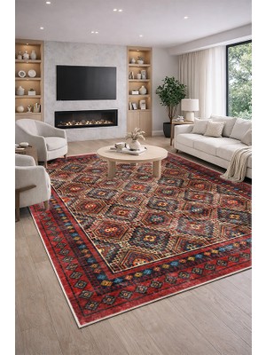 Lioara Home Kırmızı Renk Dijital Baskılı Halı – Modern, Kaymaz Taban, Salon & Oturma Odası Için Halı