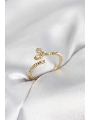 Pileli Store Pilelistore Gold Renk Pirinç Kuyruklu Kalp Model Kadın Yüzük - TJ-BYK4066