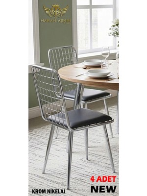 By Hakan Aşkın Borulu Lux 4x Adet Tel Sandalye Salon-Mutfak-Balkon-Çalışma Sandalyesi