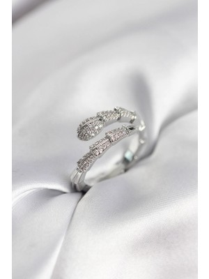 Pileli Store Pilelistore Gümüş Renk Zirkon Taşlı Yılan Model Kadın Yüzük - TJ-BYK3950