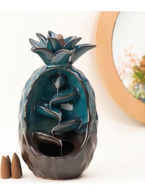 WoodBay Zen Ananas Temalı Geri Akışlı Şelale Tütsülük / 12 Adet Geri Akış Tütsü Hediyeli