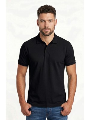Erkek Polo Yaka Penye %100 Pamuklu Düğmeli T-Shirt