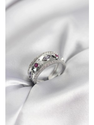 Pileli Store Pilelistore Gümüş Renk Zirkon Taşlı Vintage Kadın Yüzük - TJ-BYK3960