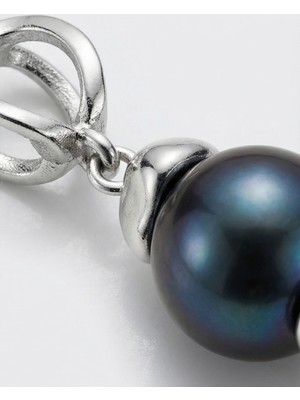 Beyaz Altın Kaplama Açılabilir Klipsli Doğal Siyah Barok Inci ve Rodyum Kaplama Boncuk Detaylı Charm