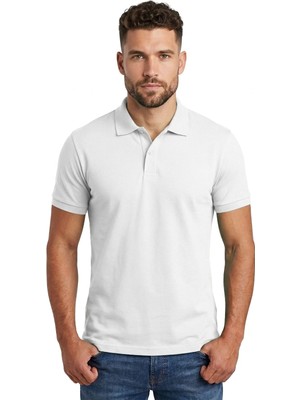 Erkek Polo Yaka Penye %100 Pamuklu Düğmeli T-Shirt