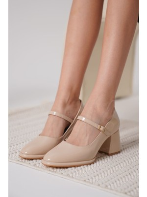 Zerenyus Osaka Premium Nude Rugan Kadın Topuklu Ayakkabı 7 cm