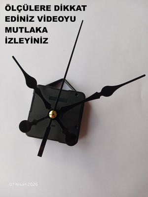 Cnr Shop Saat Makinesi, 16 mm Şaft Boyu Akar Sessiz Çalışır Saat Mekanizması, Akrep-Yelkovan-Saniye-(Askılı)