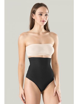 Pileli Store Pilelistore Kadın Ten Dikişsiz Eksta Yüksek Bel Silikon. Mideli String 1 Beden Inceltici Külot Korse
