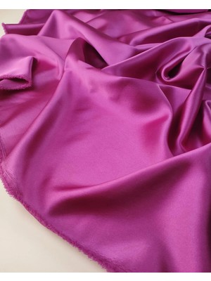 Kumaş Parça Koyu Pembe Renkte Tok Hafif Esnek Saten En: 140CM