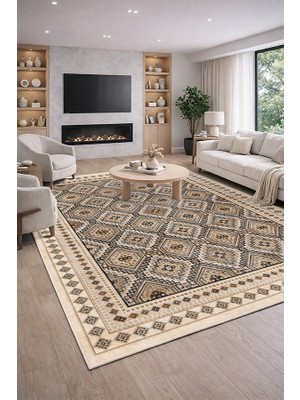 Lioara Home Krem Renk Dijital Baskılı Halı – Modern, Kaymaz Taban, Salon & Oturma Odası Için Halı