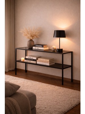 Trendmiz Safir Modern Metal Dresuar 2 Katlı Raflı Şık Tasarım Konsol – Antre, Salon ve Tv Altı Kullanım