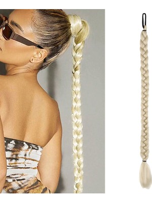 SHC4200 Ikili Örgü Lastik Tokalı At Kuyruğu / Platin