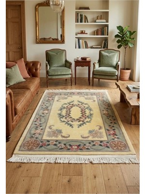 Ft Halı Orijinal El Dokuma Çin Kabartma Halı - %100 Yün ve El Işçiliği - 120X180 cm