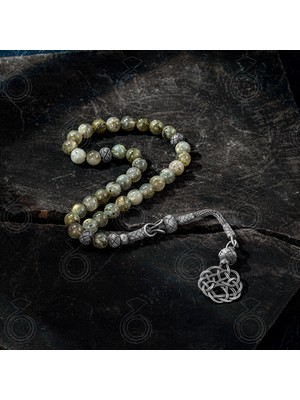 Modasilvers Doğal Labradorit Taşlı 1000 Ayar Gümüş Trabzon Kazaz Püsküllü Tesbih