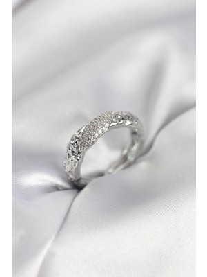 Pileli Store Pilelistore Zirkon Taşlı Puntalı Gümüş Renk Kadın Yüzük - TJ-BYK3988