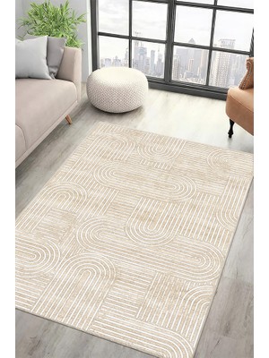 Lioara Home Modern Geometrik Çizgili Dijital Baskılı Halı – Modern, Kaymaz Taban, Salon & Oturma Odası Için Halı