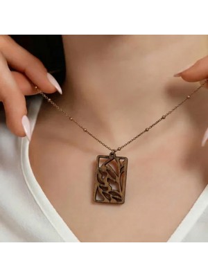 Koçak Takı Ahşap Kolye Modern Özgün Minimalist Takı Model No 263