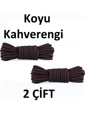 Mawrond 2 ÇİFT- Çok Koyu Kahverengi , 200 cm Uzunlukta,  Fitilli Yuvarlak Bot Bağcığı, Extra Sağlam Bağcık, Ayakkabı Bağcığı