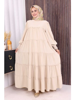 Bym Fashion Dubai Katlı Salaş Elbise 6023 Taş