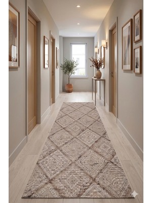 Cos.kim Kaymaz Tabanlı Yolluk Kesme Halı Salon Koridor Mutfak Yatak Odası Halısı CSKM3004 Kahve