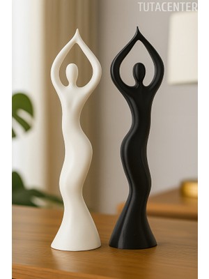 TUTACENTER 2'li Dans Eden Kadın Heykel Takımı Iskandinav Tarzı Biblo Heykel Figür (17CM)