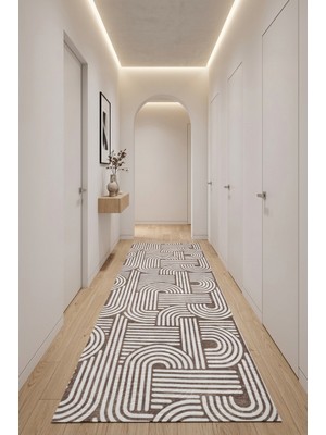 Cos.kim Kaymaz Tabanlı Yolluk Kesme Halı Salon Koridor Mutfak Yatak Odası Halısı CSKM3012 Kahve