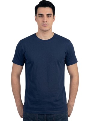 Erkek %100 Pamuklu Bisiklet Yaka Tişört, Nefes Alabilen Kaliteli T-Shirt
