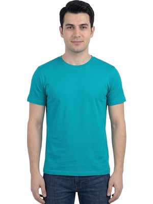Erkek %100 Pamuklu Bisiklet Yaka Tişört, Nefes Alabilen Kaliteli T-Shirt