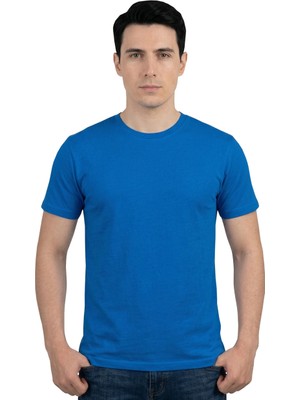Erkek %100 Pamuklu Bisiklet Yaka Tişört, Nefes Alabilen Kaliteli T-Shirt
