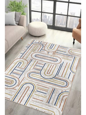 Lioara Home Geometrik Çizgili Dijital Baskılı Halı – Modern, Kaymaz Taban, Salon & Oturma Odası Için Halı