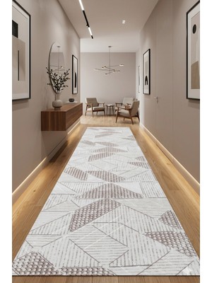 Cos.kim Kaymaz Tabanlı Yolluk Kesme Halı Salon Koridor Mutfak Yatak Odası Halısı CSKM3023 Kahve