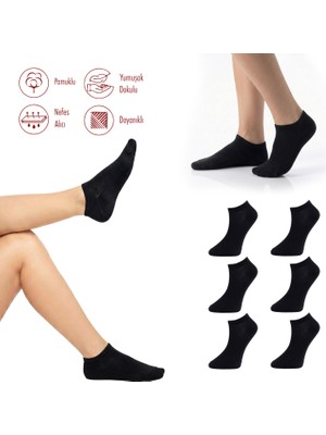 Lion Monroe Kadın 6’lı Saf Pamuklu Penye Patik Siyah Çorap Kısa Terletmeyen Prime Cotton Serisi F3180GXNS