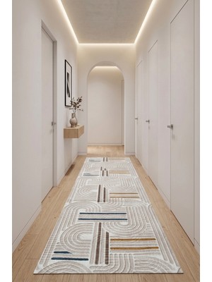 Cos.kim Kaymaz Tabanlı Yolluk Kesme Halı Salon Koridor Mutfak Yatak Odası Halısı CSKM3012 Multi