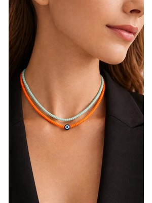 Chellomood Nazar Boncuklu -Mint Kombin Kolye - Ofis Şıklığı Profesyonel Stil