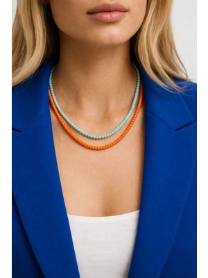 Chellomood Turuncu Mint Ikili Kombin Kolye - Ofis Şıklığı Profesyonel Stil