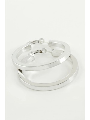 Pileli Store Ezme Halka Küpe 4,5 cm