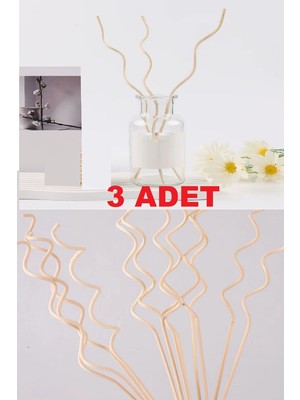 SHC4200 3 Adet Daalı Model Aromaterapi Dağıtıcı Rattan Sopa- Ev Dekor Şişe - Koku Yağı Ahşap Difüzör Çubuk