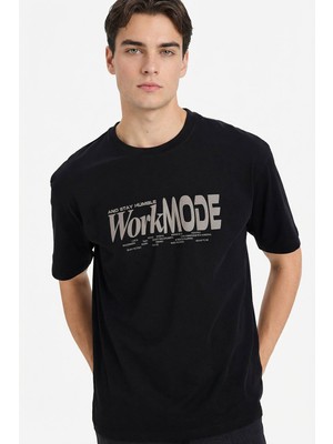 Defacto Baskılı Siyah Erkek T-Shirt F8127AX/BK81