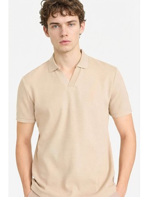 Defacto Basic Ekru Erkek Polo Yaka T-Shirt F9865AX/ER100